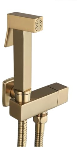 Bidet portable à main, Douchette de bidet for toilettes, couches lavables for bébé, laiton doré brossé, eau froide, fixation murale, 150 cm