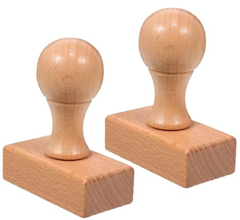 Veemoon Lot de 2 Tampons Vierges en Caoutchouc Manche Rond en Bois de Hêtre 50x25x15 Mm, Supports pour Tampons Artisanaux Diy, Adaptés au Scrapbooking, aux Loisirs Créatifs