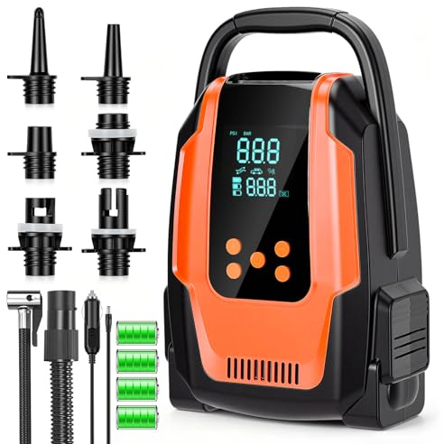Electric SUP Pump, 20PSI High Pressure Paddle Board Pump with 6 Nozzles, Dual Stage Inflation & Deflation, 3 Smart Modes & Auto-Off, for Paddleboard, Kayaks, Inflatable Tents, Mattress, Kite, Boat