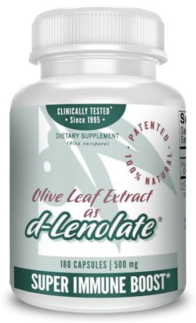 East Park Olive Leaf Extract (OLE) Super Strength d-Lenolate 500mg | 18% or More Oleuropein Immune System Booster | 180 Vegetarian Capsules (Non-GMO)