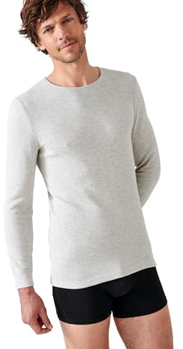 Damart Camiseta Thermolactyl Cuello Redondo, canalé Polar, Manga Larga Gris Jaspeado M