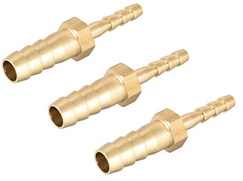 sourcing map Conector Manguera de Lengüeta, Reductor de Latón Recto, Reductor Manguera, Adecuado para Tubería de Diámetro 8mm a 4mm, Adaptador Manguera, 3 Piezas