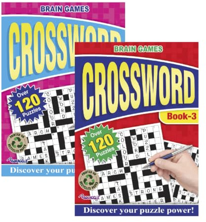 Squiggle A4 Crossword Puzzle Books - Set of 2-136 Crossword Puzzles Each