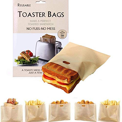 Bolsas para Tostadora, Bolsa para Tostadas de 10 piezas, Bolsa para Sándwich Tostado, Bolsa para Microondas Antiadherente, Resistente al Calor Fácil de Limpiar, Adecuado para Pan, Refrigerios, Frutas