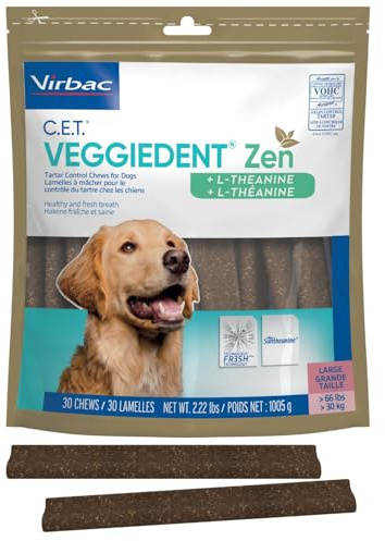C.E.T. Veggiedent Fr3sh & Zen Plaque and Tartar Control Chews for Dogs, L