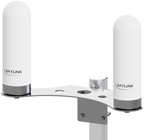 BATLINK MAO5GV1 2 x 2 MIMO Marine Grade (IP66) 5G-antenn inkl. 5 m kabel – 9dBi effektvinst, lämplig för 5G och LTE, multiband rund strålanternna, utomhusantenn (vit)