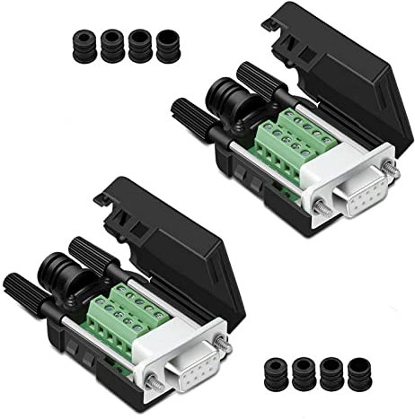 PENGLIN 2PCS DB9 Solderless Adapter S232 D-SUB Serial to 9-pin Port Terminal Connector Breakout Board with Case Long Bolts Tail Pipe (2PCS Female)