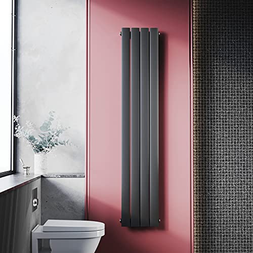 ELEGANT Radiateur plat vertical design 1600 x 308 mm pour salle de bain, mono-couche, noir