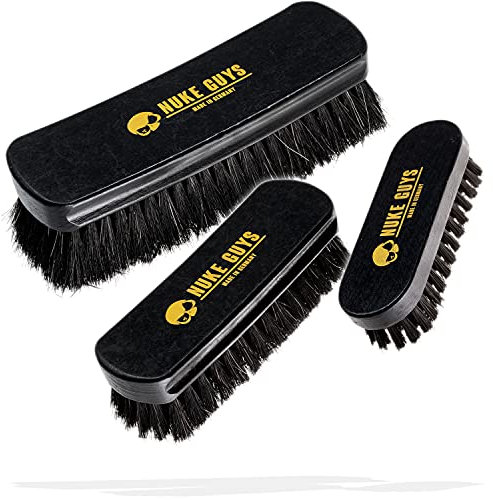 Nuke Guys 3er Set Lederbürsten zur schonenden Auto Innenraum Reinigung | weiche Textilbürste ideal für Autositze, Polster, Alcantara, Leder, Cabrio-Verdecke, Teppiche, Stoffsitze, Couch, Schuhe
