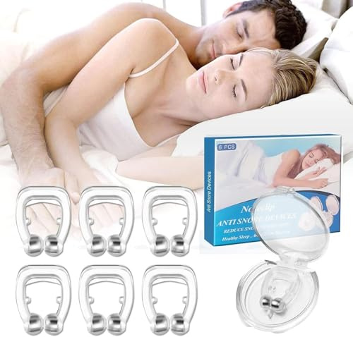 CaiTang 6pcs Anti-Ronflement Silicone Magnétique, Pince à Nez Anti Ronflement, Dilatateur Nasal, Dispositif Anti-Ronflement, Pince à Nez Magnétique, Arrête les Ronflements Améliore la Respiration