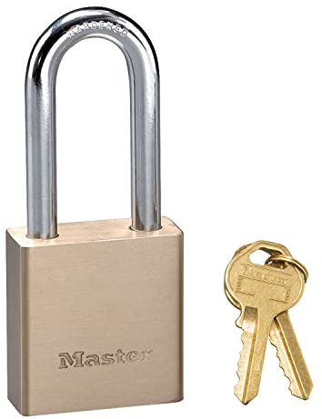 Master Lock 576EURDLH Hänglås i massiv mässing med nyckel, perfekt för att säkra grindar, trädgårdsskjul, 98 x 44 x 20 mm