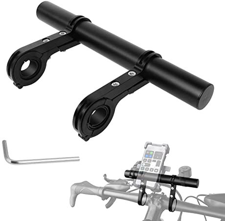 Ainiv Fahrrad Lenker Erweiterung, 20cm Aluminium Griffverlängerung, Lenkererweiterung für Fahrrad mit Doppelter Clip, Fahrradzubehör für Fahrradlicht, GPS-Geräte, Action-Kamera
