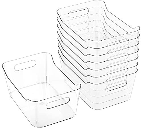 Tiawudi 8 Pack Plastic Storage Bins, Multi-Use Organizer Bins, Pantry Organizer, Plastic Storage Containers, Bins for Home & Kitchen