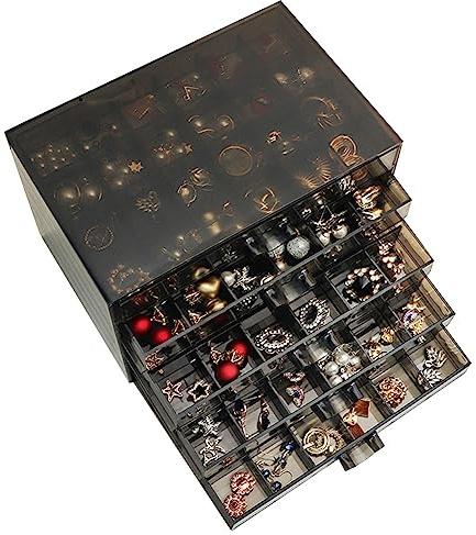 YUFONG Earring Storage Box Organizer, Acrylic Jewelry Storage Box Holder 5 Drawers Transparent Jewelry Display Stand with 120 Small Compartments Gift Boxes for Women Girls (Clear Black)