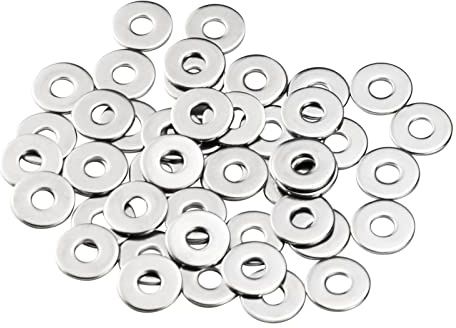 M6 Washers, M6 x 18mm Penny Washers, (Pack of 100) A2 304 Stainless Steel Washer, Flat Repair Washer, Large Metal Plain Round Chrome for Screws & Bolts