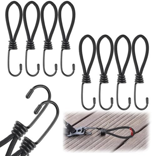 10 Pièces Tendeurs de Bâche avec Crochets, 15cm Tendeur Elastique avec Crochet, Flexible spanngummi mit Haken, Tendeur Bache Universels, Élastiques avec Crochets(Noir)