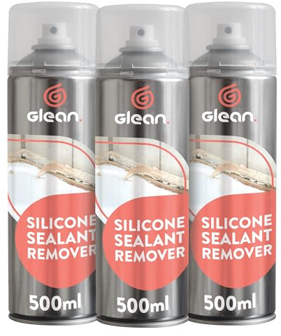 GLEAN Silicone Sealant Remover Spray | 3x500ml | Powerful, Fast Acting Silicone Remover | Easy Application Spray For Removing Bathroom Sealant | Shower Trays, Baths, Sinks, Toilets
