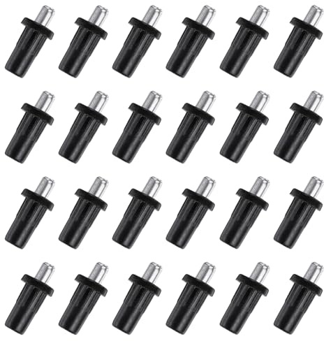 QUARKZMAN 7,5mm Gabinete Puerta Reparación Pasadores 24uds Plástico Amortiguador Reemplazo Pasadores Resorte Hierro Eje Cargado Muebles Puerta Panel Conector para Persiana Negro