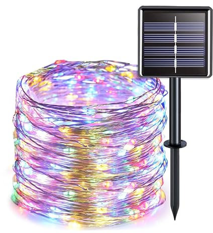 Colexy Guirnalda Luces Exterior Solar 7M 50 LED Guirnaldas Luces 8 Modos IP65 Alambre de cobre Impermeable Luce Exterior Solar para Navidad Decoración de Jardín Patio Balcón Fiesta de Bodas