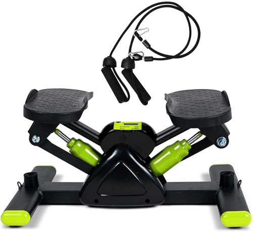 Leikefitness Steppers for Exercise Mini Stair Stepper, Cardio Workout Equipment, Twist Stair Stepper with Resistance Bands Up-Down Motion for Full Body Workout Exercise Equipment for Home (green)