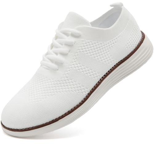 Trainers Men Dress Shoes Casual Sneakers Slip on Walking Trainers,White,11