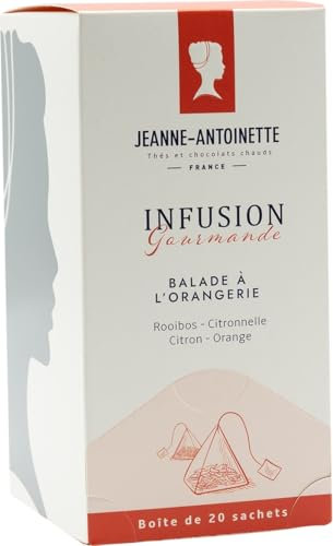 JEANNE ANTOINETTE - Infusion Bio - Balade à l'Orangerie - En sachets - Rooibos - Montagnes Cedar - Afrique du Sud - Agrumes et pêche - Fraîcheur et gourmandise - 20 Sachets