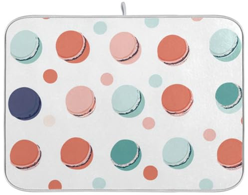 Tapete de secado de platos con lunares de macarrón, tapete de secado de encimera de cocina, tapete de secado de platos, tapete de secado de platos, tapete de cocina para secar platos, grande, 18 x 24
