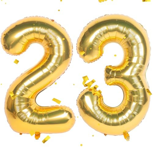 Gold Numbers 23 Balloons 23rd Birthday Balloon 40 Inch Giant Helium Foil Number Balloons Gold Balloon Birthday Wedding Party Digital Decorations (Number 23)