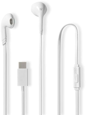 Nedis USB-C-Kopfhörer, kabelgebunden, Typ-C-Kopfhörer, In-Ear-Kopfhörer, mit Mikrofon und Lautstärkeregler, für iPhone 15 Plus, Samsung Galaxy S23, S22, S21 FE, iPad Pro, Huawei, Google Pixel