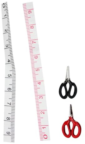 HANABASS 1 Juego Mini Modelo de Tijera de Regla de Costura gobernante Suministros de Costura Bordado de Coser artesanía Modelo de Escena en Miniatura de casa de muñecas Mini Cosas aleación