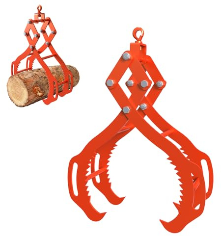 Tolpassa Log Lifting Tongs 28 Inch - 2500LBS Load Capacity Heavy Duty Log Grapple with 4 Serrated Claw Hooks & Handles, Logging Tongs for Tractors, Trucks, Forklifts, Orange