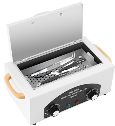 Boîte de nettoyage en métal haute température pour outils de stérilisation à la chaleur sèche avec minuterie, manucure, pédicure, spa, barbier, beauté de cheveux, ongles en métal (Norme européenne)