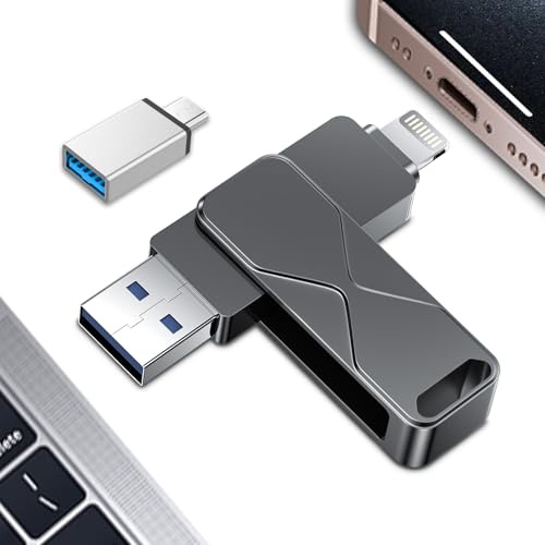 Memoria USB de 512 GB para iPhone, Mfi Certified Lightning, Memoria Externa Pen Drive, lápiz USB, 3 en 1 para iPhone, iPad, iOS, MacBook, Android, PC