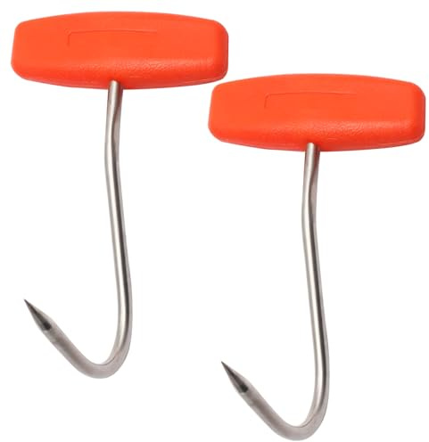 Bonsicoky 2PCS Meat Hooks for Butchering, 5 Inch Stainless Steel T Shaped Butcher Hooks for Butcher Shop, Fish Shop, Roast Duck Restaurant