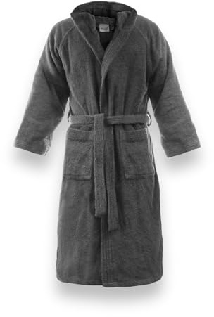 Bassetti Time Accappatoio Spugna con Cappuccio Uomo Donna da 360 gr/mq, Grigio, M