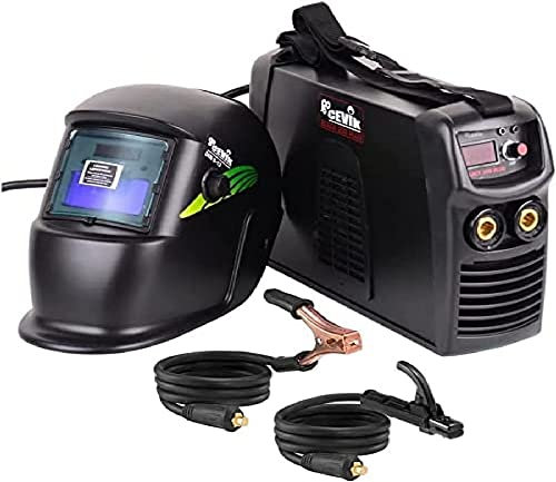 CEVIK PRO CE-BLACK200PLUS - Soldador Inverter MMA con Máscara de Soldadura y Portaelectrodo - 200A 40% 230V - Electrodos hasta 5mm - Display Digital -IGBT- Conectable a Generador - Máquina de Soldar