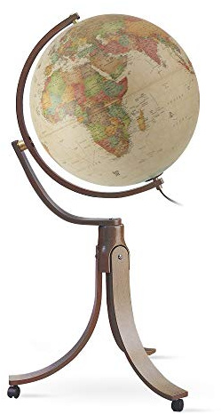 Waypoint Geographic Emily Globe, 20” Illuminated Decorative Globe, Floor-Standing World Globe For Library or Office Decor, Antique