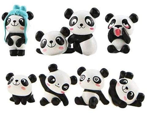 LHKJ 1 Lot de 8 pcs Mini Animal Miniature Panda Décoration，Mignon Jouets Figurines Décoration,DIY Jardinage poupée