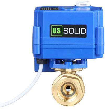 U.S. Solid Motorized Ball Valve- 1/2 Brass Ball Valve with Manual Function, Full Port, 9-24V AC/DC and 2 Wire Auto Return Setup