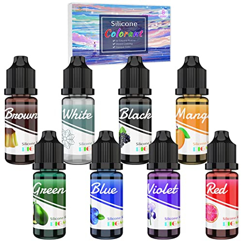 Colorante para Caucho y Silicona - 8 Colores x 10ml Pigmento Líquido para Fabricación de Moldes, Moldeo y Fundición - Tinte para Resina, Manualidades