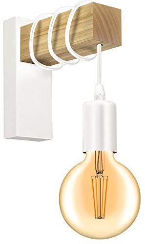 B·LED BARCELONA LED BarcelonaLED Applique da parete lampada a sospensione in legno naturale con portalampada E27 stile vintage retrò nordico per corridoio camera da letto soggiorno
