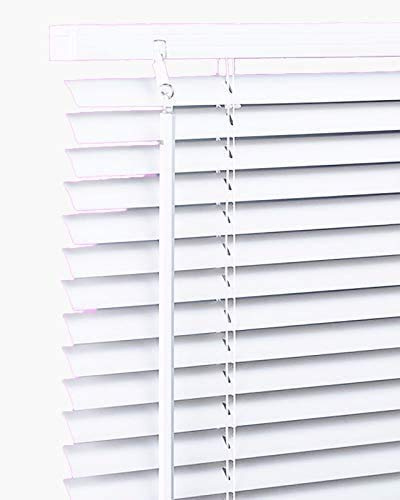 PVC & Wood Wooden Grain Effect Window Venetian Blind Blinds Easy Fit Privacy Curtains Trimmable Fittings Windows Treatment Shutters Twist Open Close (White-PVC, 120 x 213 cm)