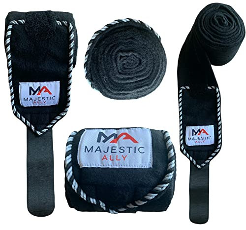 Majestic Ally Fleece-Beinbandagen mit geflochtenem Seil für Pferde, 10,2 x 12,7 cm, Schwarz
