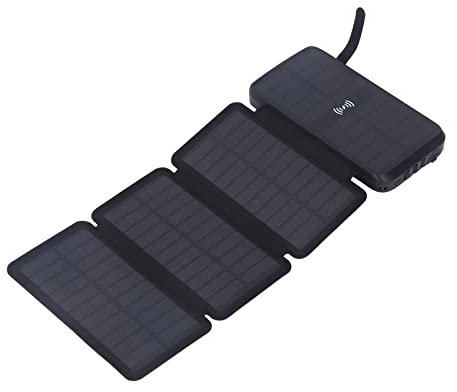 20000mAh solenergibank, svart vattentät 20W snabbladdningssolpanelladdare med för utomhusbruk
