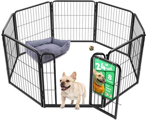 FXW Homeplus Unleashed Indoor Dog Playpen - Stress-Free and Safe Play, Heavy Duty 24 Inch 8 Panels Dog Pen for Puppy and Small Dogs, Black│Patented