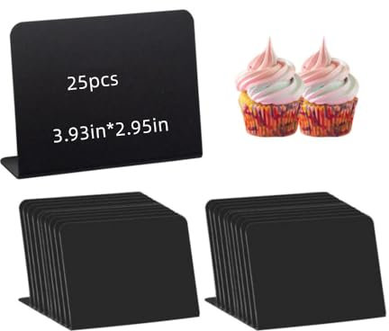 Naisfei 25 små minikrittavlor för märkning prislappar, ställ för bageri, namnskylt för bröllop, bordskort 7,5 x 10 cm (L form)