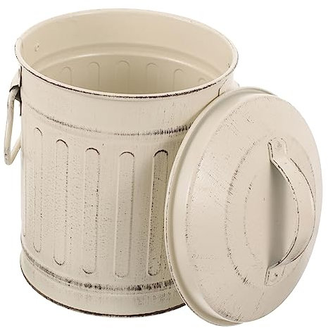TOVINANNA Secchio in Metallo Vintage Per Cenere Da Focolare Con Coperchio Grande Capacità Per Stoccaggio Interno Sicuro e Versatile Design Retrò Adatto Cucina e Casa