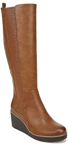 Naturalizer SOUL Womens Adrian Wide Calf Wedge Tall Boot Toffee Brown Smooth Wide Calf 10 M