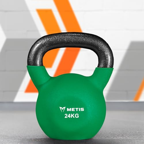METIS Kettlebells en Fonte et Néoprène - Variété de Poids [4 kg-28 kg] | Entraînement à Domicile ou à la Salle de Sport (24 kg)