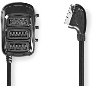 SCART-Schaltbox - SCART Stecker - 3X SCART Buchse - Vernickelt - Maximale Auflösung: 800x480 - 0.50 m - Rund - PVC - Schwarz - Box